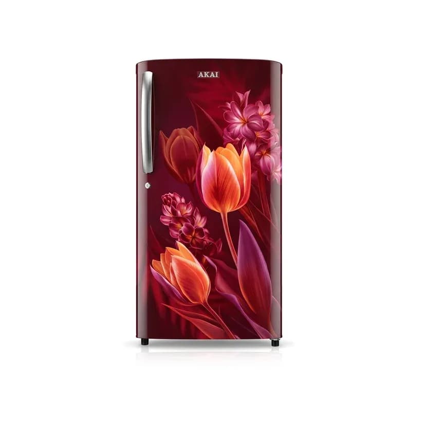 Akai 180L, 1 Star, Single Door Direct Cool Refrigerator (Point Flower Wine)
