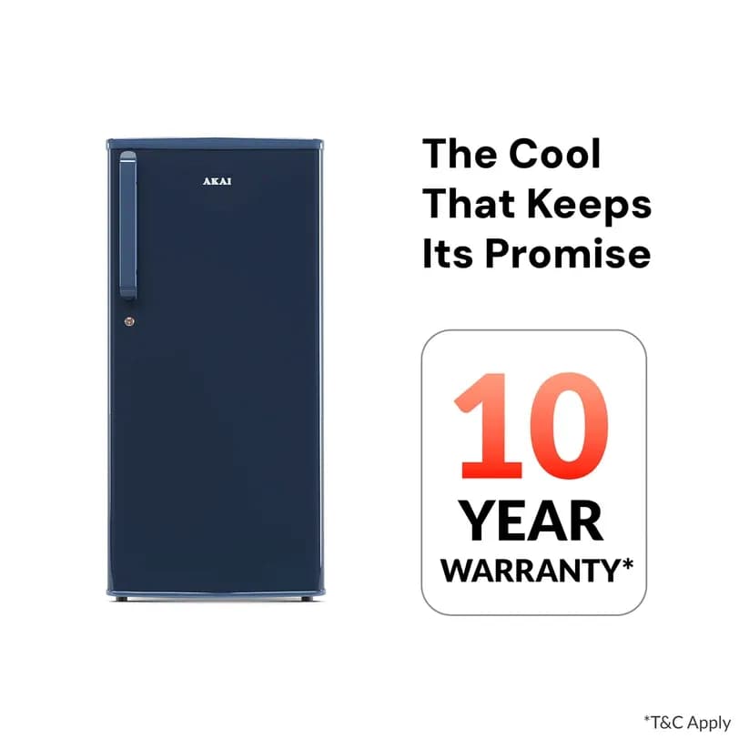 akai 180l 1 star single door direct cool refrigerator solid plain blue 5